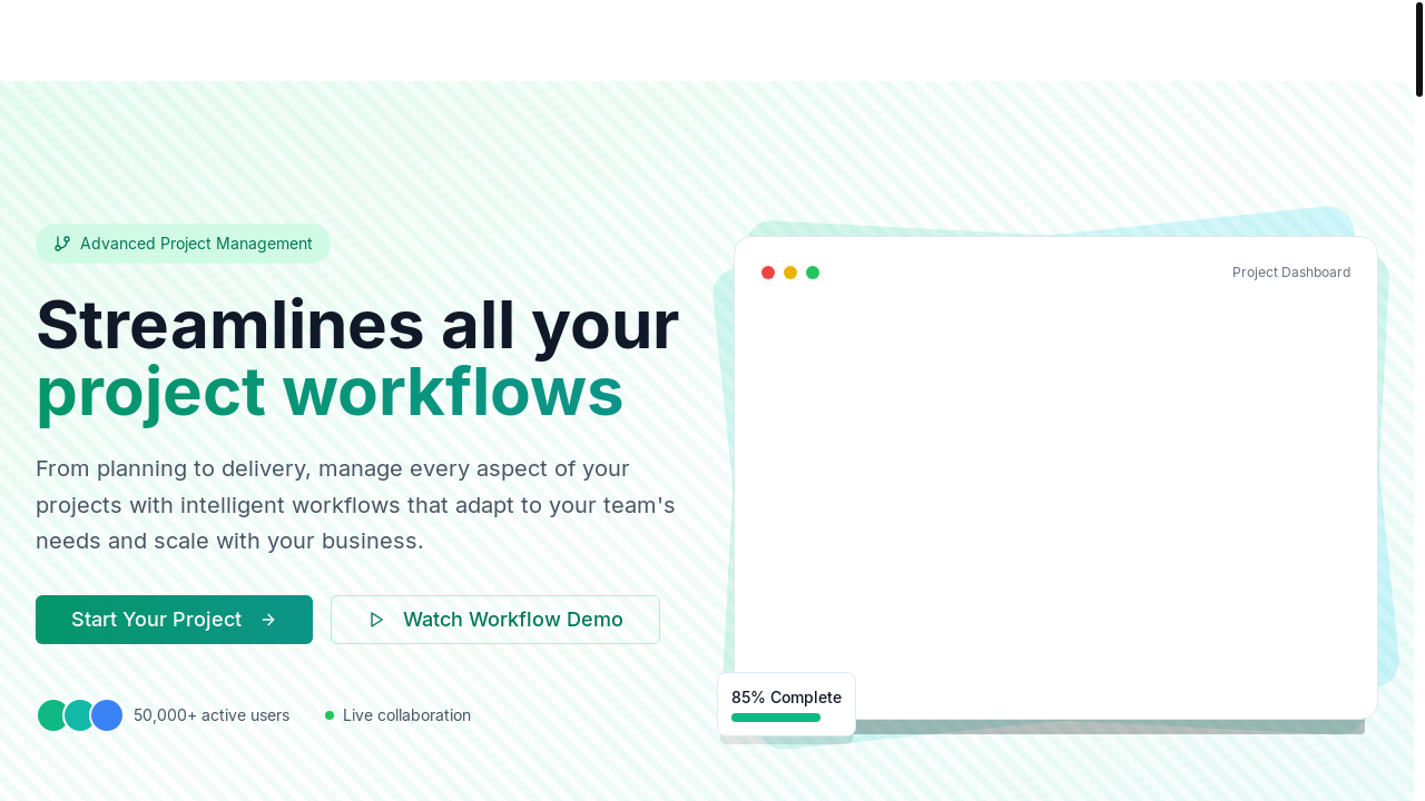Homepage 3 - Project Workflows Preview