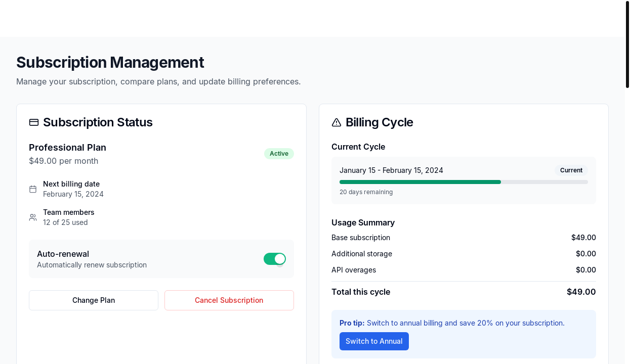 Subscription Management Preview